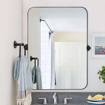 31" Black Metal Framed Full Length Hanging Mirror