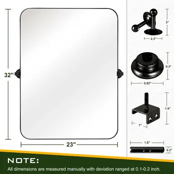 31" Black Metal Framed Full Length Hanging Mirror
