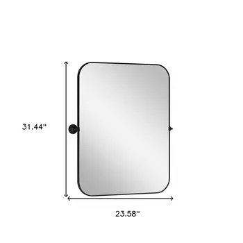31" Black Metal Framed Full Length Hanging Mirror