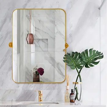 31" Gold Metal Framed Full Length Hanging Mirror