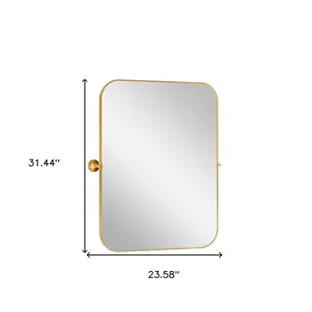 31" Gold Metal Framed Full Length Hanging Mirror
