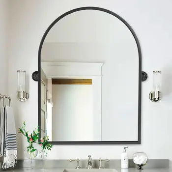 31" Black Metal Framed Full Length Hanging Mirror