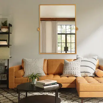 36" Gold Metal Framed Full Length Hanging Mirror