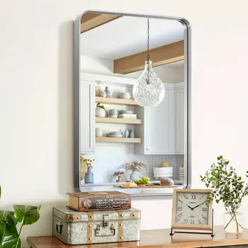 32" Silver Metal Framed Standing Mirror