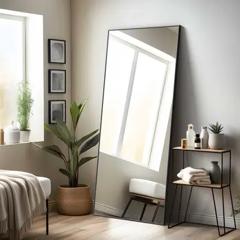 71" Black Metal Framed Standing Mirror