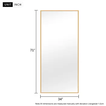 71" Gold Metal Framed Standing Mirror