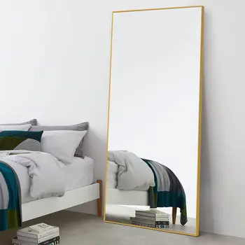 71" Gold Metal Framed Standing Mirror