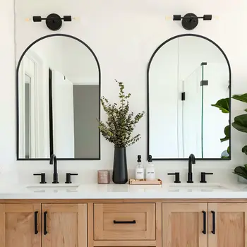 36" Black Arch Metal Framed Full Length Hanging Mirror