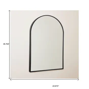 36" Black Arch Metal Framed Full Length Hanging Mirror