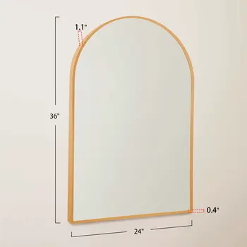 36" Gold Arch Metal Framed Full Length Hanging Mirror