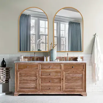 36" Gold Arch Metal Framed Full Length Hanging Mirror