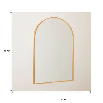 36" Gold Arch Metal Framed Full Length Hanging Mirror
