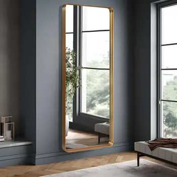 71" Gold Metal Framed Standing Mirror