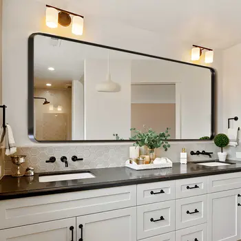 71" Black Metal Framed Standing Mirror