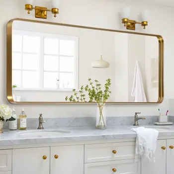 71" Gold Metal Framed Standing Mirror