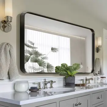 71" Black Metal Framed Standing Mirror