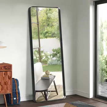 71" Black Metal Framed Standing Mirror