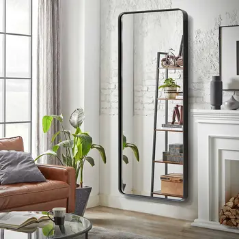 71" Black Metal Framed Standing Mirror