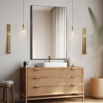 36" Silver Metal Framed Standing Mirror