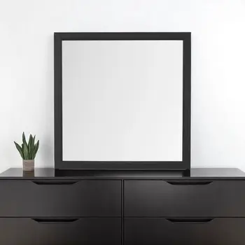 40" Gray Square Wood Framed Accent Mirror