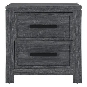 25" Dark Gray Solid and Manufactured Wood Distressed Two Drawer Nightstand