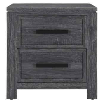 25" Dark Gray Solid and Manufactured Wood Distressed Two Drawer Nightstand