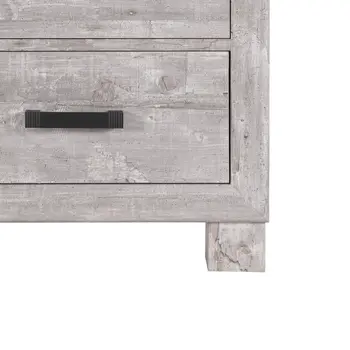 24" Gray Two Drawer Distressed Wood Nightstand