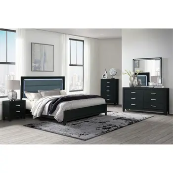 22" Black Solid and Manufactured Wood Two Drawer Nightstand