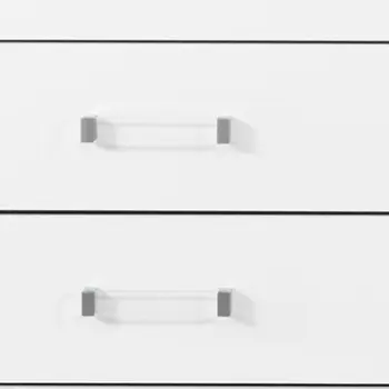 58" White Wood Six Drawer Double Dresser