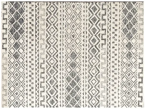 5' X 8' Black and Ivory Wool Abstract Geometric Hand Tufted Non Skid Area Rug