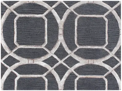5' X 8' Charcoal and Ivory Abstract Geometric Hand Tufted Area Rug