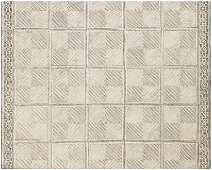 5' X 8' Moss Green Wool Abstract Geometric Hand Tufted Non Skid Area Rug