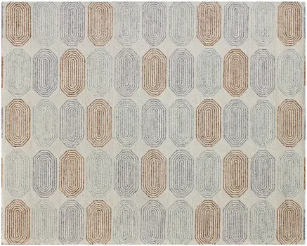 5' X 8' Ivory and Silver Wool Abstract Geometric Hand Tufted Non Skid Area Rug