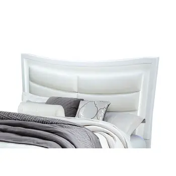 White and Silver Faux Crystal Bling Wood And Upholstery Lighted King Bed Frame