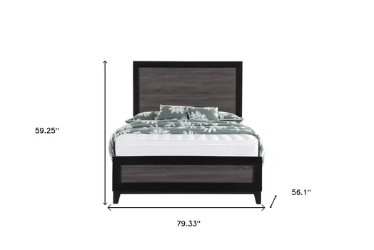 Black And Gray Inlaid Panels Full Bed Frame
