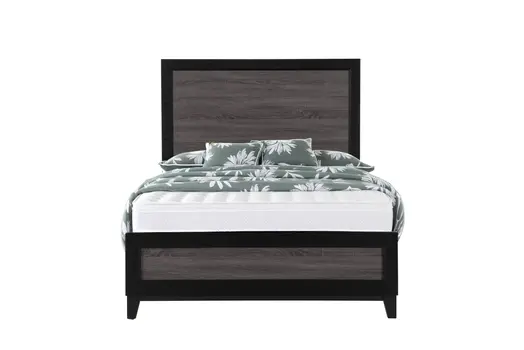 Black And Gray Inlaid Panels Queen Bed Frame
