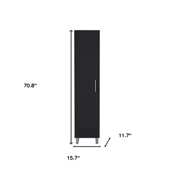 71" Black Wood Pantry Or Storage Cabinet