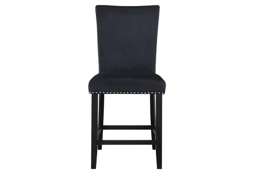 25" Black Wood and Velvet Counter Height Bar Chair