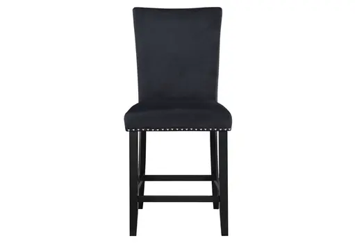 25" Black Wood and Velvet Counter Height Bar Chair