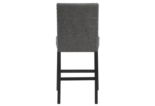 26" Gray and Black Wood and Fabric Counter Height Bar Chair