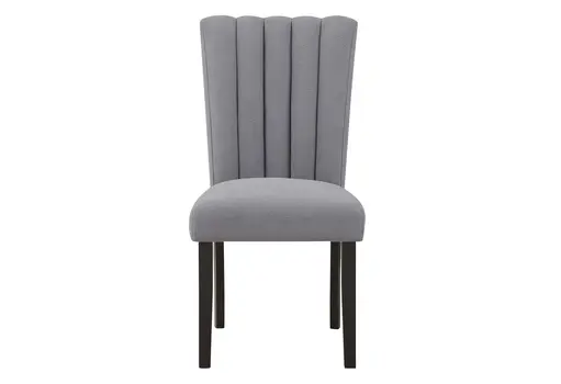 Set of Two 26" Gray and Black Wood and Fabric Counter Height Bar Chairs
