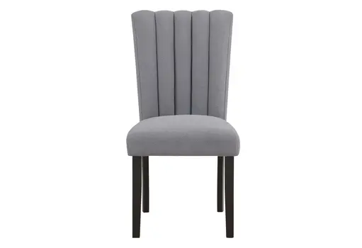 Set of Two 26" Gray and Black Wood and Fabric Counter Height Bar Chairs