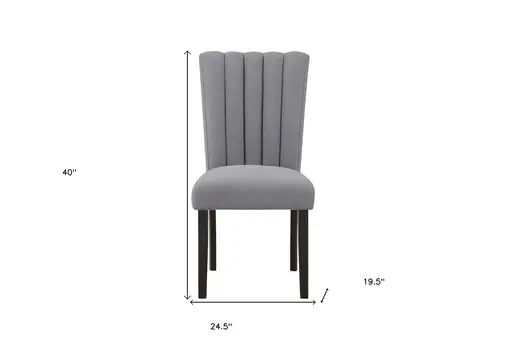 Set of Two 26" Gray and Black Wood and Fabric Counter Height Bar Chairs