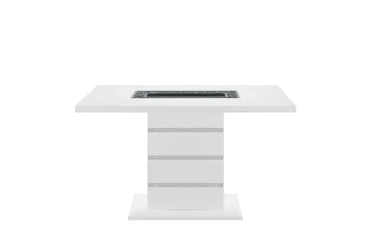 63" White Silver And Black Glass Faux Crystal And Wood Rectangular Bar Table
