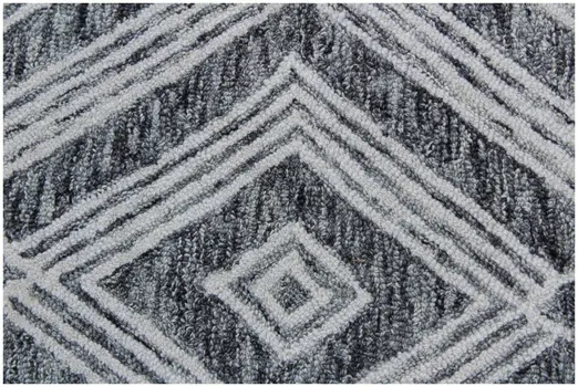 8' X 10' Black and Ivory Wool Abstract Geometric Hand Tufted Non Skid Area Rug