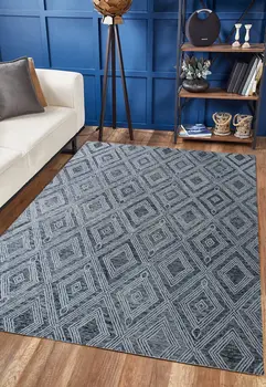 8' X 10' Black and Ivory Wool Abstract Geometric Hand Tufted Non Skid Area Rug