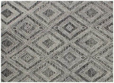 5' X 8' Black and Ivory Wool Abstract Geometric Hand Tufted Non Skid Area Rug