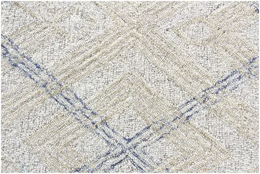 5' X 8' Ivory Wool Abstract Geometric Hand Tufted Non Skid Area Rug