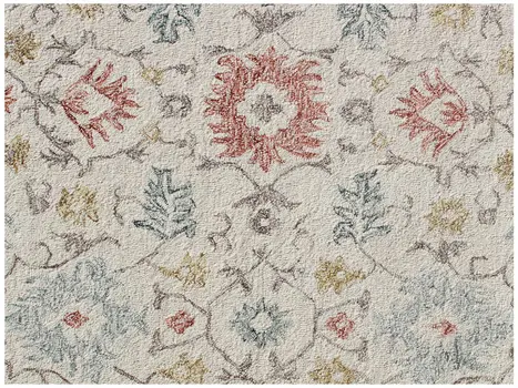 5' X 8' Ivory and Blue Wool Oriental Hand Tufted Non Skid Area Rug