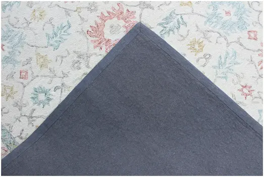 5' X 8' Ivory and Blue Wool Oriental Hand Tufted Non Skid Area Rug